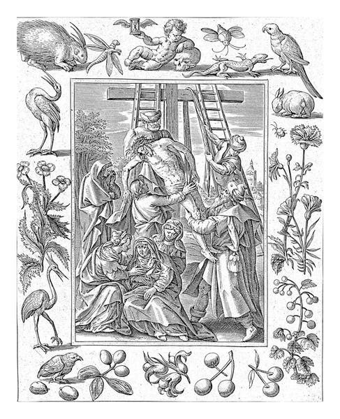 Kereszt Leszármazottja Antonie Wierix Maerten Vos Után 1582 1586 Krisztus — Stock Fotó