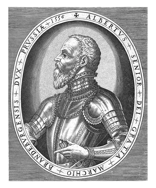 勃兰登堡侯爵阿尔布雷希特 弗里德里希的半长画像 用拉丁文写着他的名字和头衔 — 图库照片