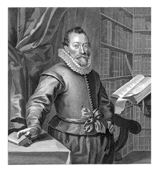 Retrato Jacobus Taurinus Leito Uma Biblioteca — Fotografia de Stock