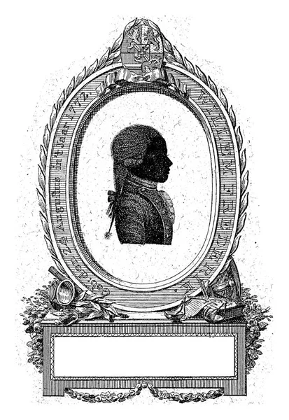 荷兰国王威廉一世 弗里德里克的肖像 格里茨 1785年威廉一世的肖像 在一个椭圆形的边缘刻有字母 — 图库照片