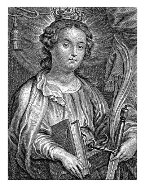 Sainte Catherine Alexandrie Avec Roue Épée — Photo