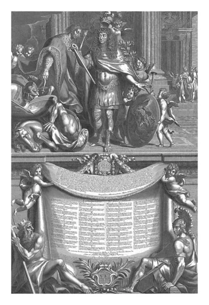 Aegidius Maistre的促销印刷品 1665年 Nicolas Pitau Pautre 1665年宣布推广Aegidius Maistre并为他的论文辩护 — 图库照片