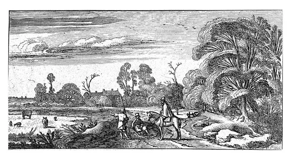 Jinete Caminantes Una Carretera Cerca Lisse Esaias Van Velde 1710 — Foto de Stock