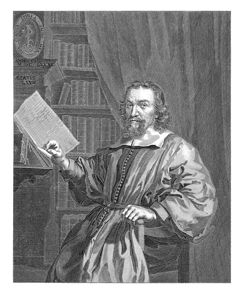 Portret Van Predikant Johannes Schellhammer Zittend Aan Een Lessenaar Onder — Stockfoto