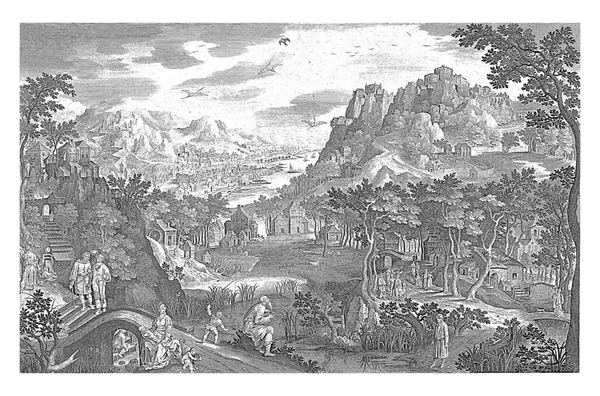 Ozeasza Siedzi Obok Drogi Patrząc Krajobraz Nią Obok Niego Jego — Zdjęcie stockowe