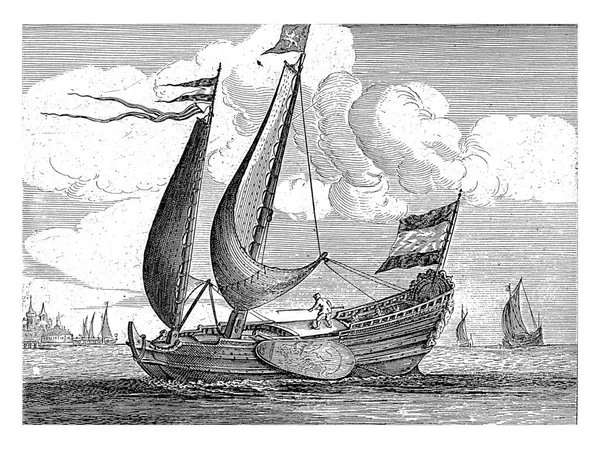印刷は様々な帆船を描いた6部作の一部である — ストック写真