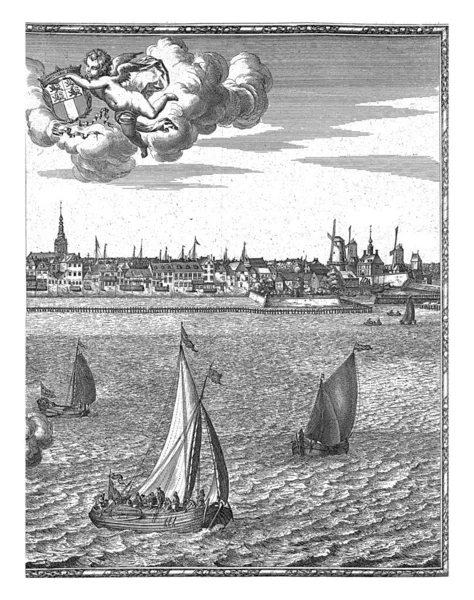 Вид Роттердам Вид Ніве Маас Передньому Плані Річка Кораблями Задньому — стокове фото