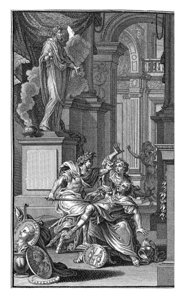Emperor Caracalla Kills His Brother Geta His Sword Two Women — Stock Photo, Image
