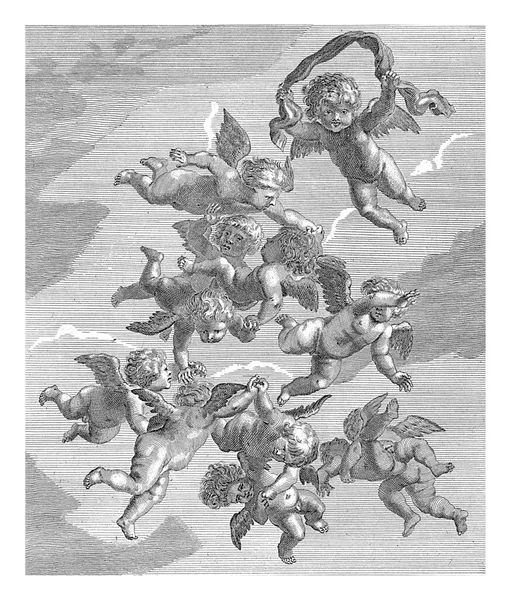 天使たちが宙を舞い コルネリス ダンカース はコルネリス ホルスタイン 1613年 1656年 が刻まれた後 — ストック写真