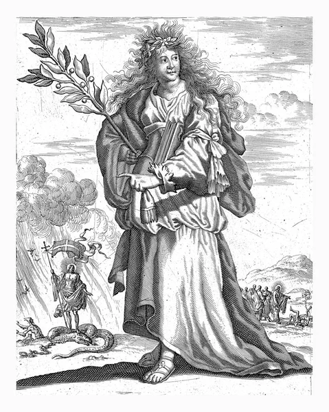 Kimmeryalı Sibyl Jan Luyken 1684 Kimmeryalı Sibyl Arka Planda Nın — Stok fotoğraf