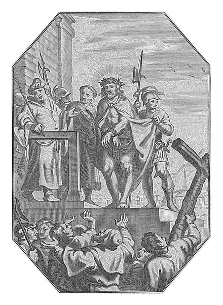 人々に示されたキリスト コーネリス 1586年 1650年キリストは兵士たちによって人々に示されています — ストック写真