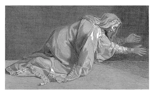 Darius Mother Kneeling Fragment Print Gerard Edelinck Entitled Alexander Great — Stock Photo, Image