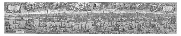 アムステルダム アムステルダムのプロフィール 1606 Jan Saenredam 1606 Ijから見たアムステルダムの街のプロフィール 街全体を支配 — ストック写真