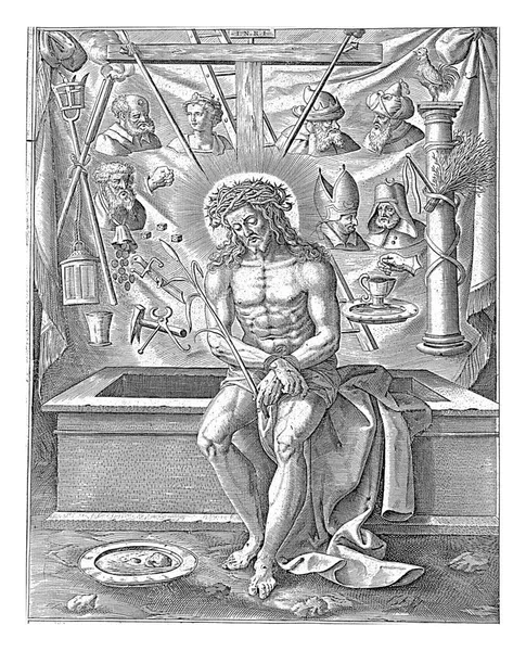 Kristus Jako Muž Zármutku Antonie Wierix Podle Maerten Vos 1565 — Stock fotografie