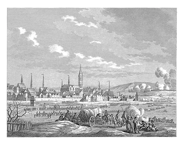 ピシュグル将軍の指揮するフランス軍は1795年1月に凍結したワール川を渡った 背景には二面性の街 — ストック写真