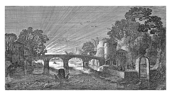Gün Batımında Nehir Manzarası Jan Van Velde 1639 1641 River — Stok fotoğraf
