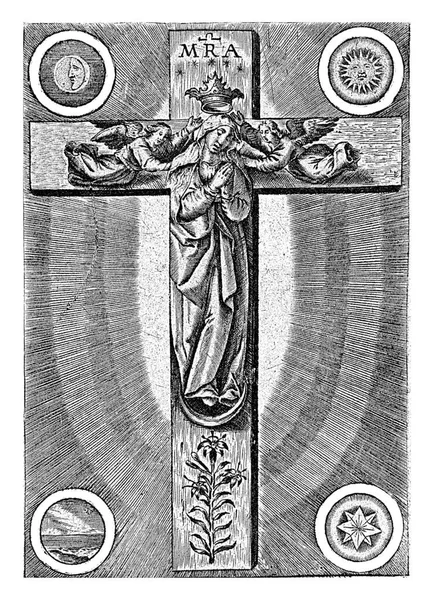 Maria Lua Crescente Contra Uma Cruz Jacobus Man 1676 1719 — Fotografia de Stock