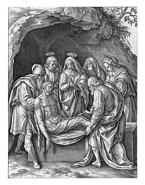 Krisztus Eltemetése Hieronymus Wierix Maerten Vos Után 1563 1586 Előtt — Stock Fotó