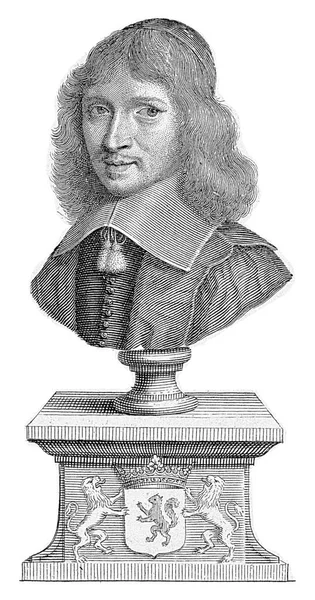 Portret Van Nicolas Foucquet Burggraaf Van Melun Vaux Een Voetstuk — Stockfoto