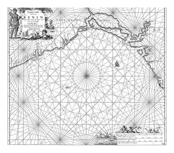 Mapa Paszportu Zatoki Benińskiej Zachodnim Wybrzeżu Afryki Różą Kompasu Północ — Zdjęcie stockowe