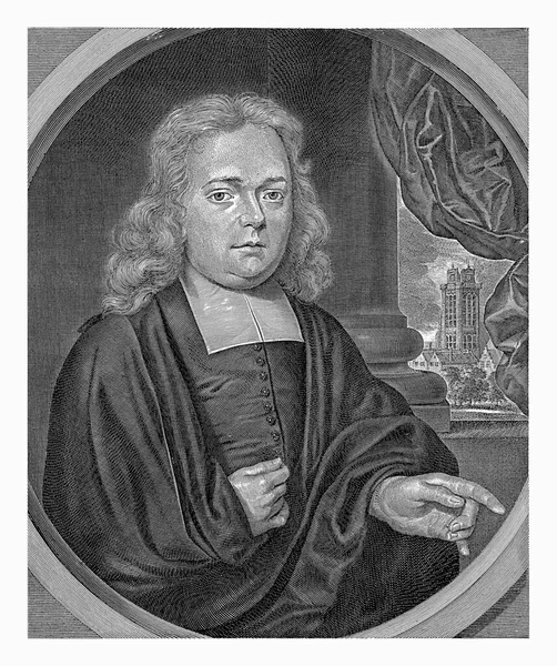 Portrét Davida Fluda Van Giffena Vikáře Dordrechtu Jan Luyken Podle — Stock fotografie