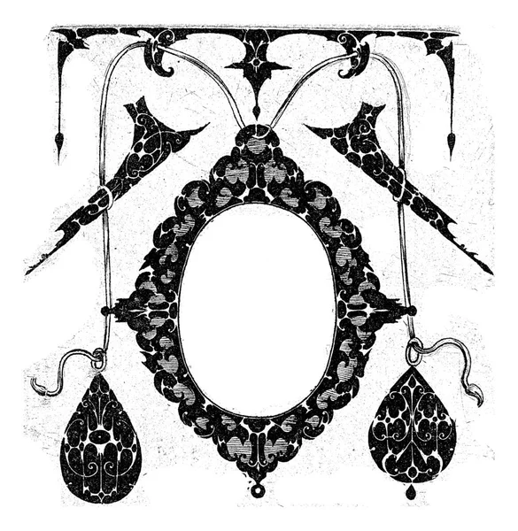 Οβάλ Μενταγιόν Κείμενο Guillaume Quewellerie 1611 Μενταγιόν Κρέμεται Από Μια — Φωτογραφία Αρχείου