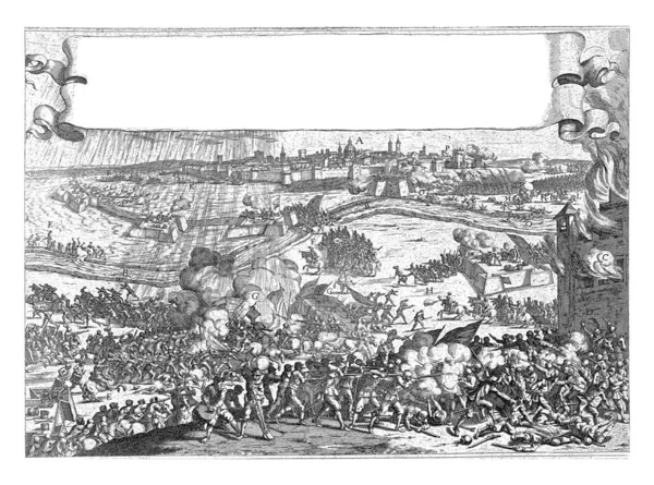 1586 파르마 공작의 군대가 그레이브 공성전을 벌였다 최전선에서 스페인군 사이의 — 스톡 사진