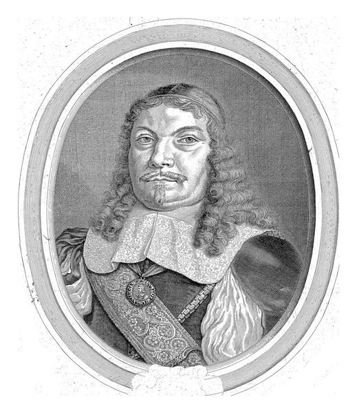 ヨハン アドルフ キールマン フォン キールマンセグの肖像 リチャード コリン 後にヒューバート ケリヌス 1670 — ストック写真