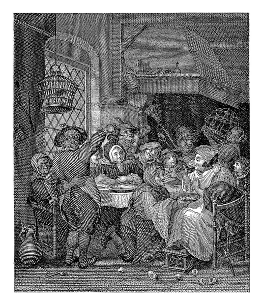Quarto Uma Família Celebra Eva Epifania Cantam Comem Bebem Fazem — Fotografia de Stock