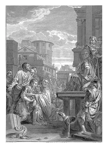 Lucius Papirius Cursor Seated Throne Shows Mercy Young Fabius Maximus — Stock Photo, Image