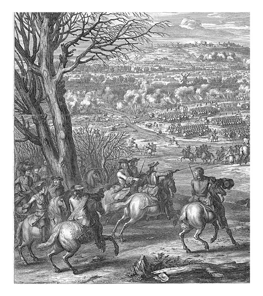 1677年4月11日のカッセルの戦い 英語版 フランス軍とオラン公フィリップ1世とオレンジ公との間で行われた 前景ではフランス軍指揮官 — ストック写真