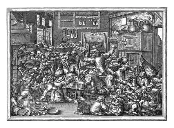 鞋匠和作为学校校长的纺鞋师 Pieter Bailliu Pieter Van Der Borcht Pieter Brueghel 1623 — 图库照片
