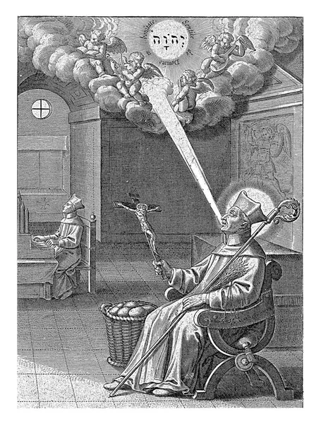 Saint Siardus Friesland Sitting Interior Staff Rod Scourge Crucifix His — Stock Photo, Image
