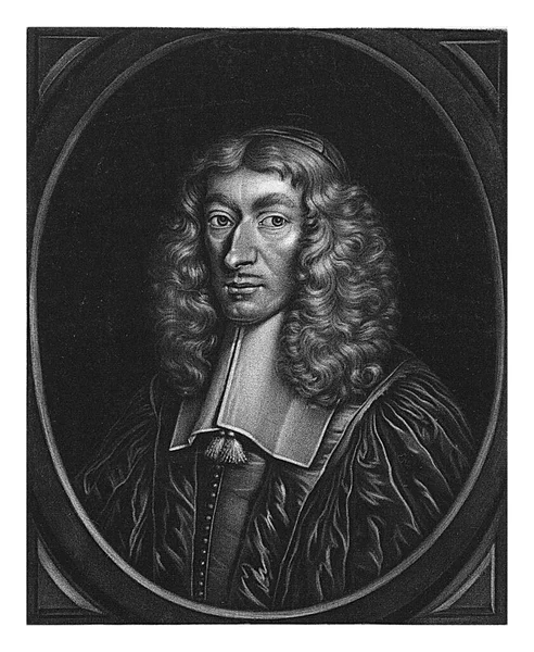 腓特烈 斯潘海姆二世的肖像 范索莫 Jan Van Somer 1670年 神学家兼腓特烈 斯潘海姆教授 38岁 — 图库照片