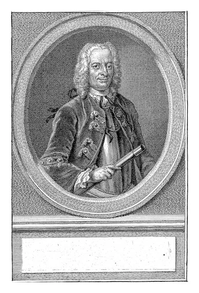 Poloviční Portrét Nalevo Cornelise Schrijvera Oválu Ruce Drží Velitelskou Hůl — Stock fotografie