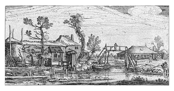 Ferme Sur Canal Près Haarlem Esaias Van Velde 1645 Gravé — Photo