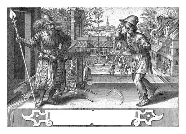 Солдат Селянка Хармен Янш Мюллер Після Віллема Тібо 1578 1587 — стокове фото