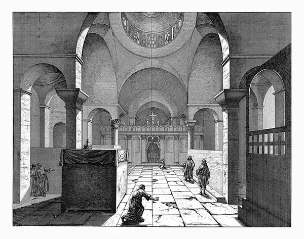 Wnętrze Greckiego Kościoła Kopułkowego Chalcedonie Jan Luyken 1698 — Zdjęcie stockowe