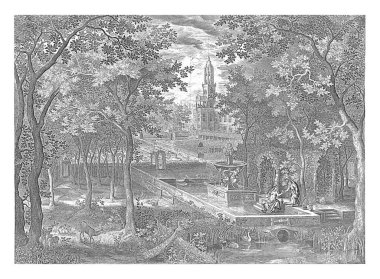 Bathsheba mektubu David Vinckboons (I), 1601 'den sonra, Jan van Londerseel' den alır. 1652 'de Bathsheba, zenginleştirilmiş bir kalenin bahçesindeki bir çeşmenin yanındaki Davut' tan mektup alır..