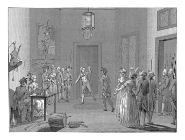 Prusya Prensesi Wilhelmina 28 Haziran 1787 'de Goejanverwellesluis' de tutuklandı. Duvarında bir resim, bir eyer ve silahlarla dolu bir odada Stadtholder V. William 'ın karısı prenses...