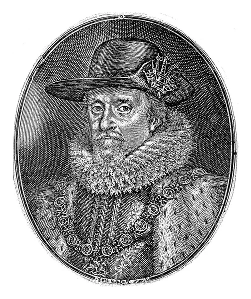 ジェームズ1世の肖像画 サイモン ファン 1615年 1622年 メダイヨンにはジェームズ1世 イングランド王 スコットランド王ジェームズ6世の肖像画がある ガーターの注文のネックレスを身に着けている — ストック写真