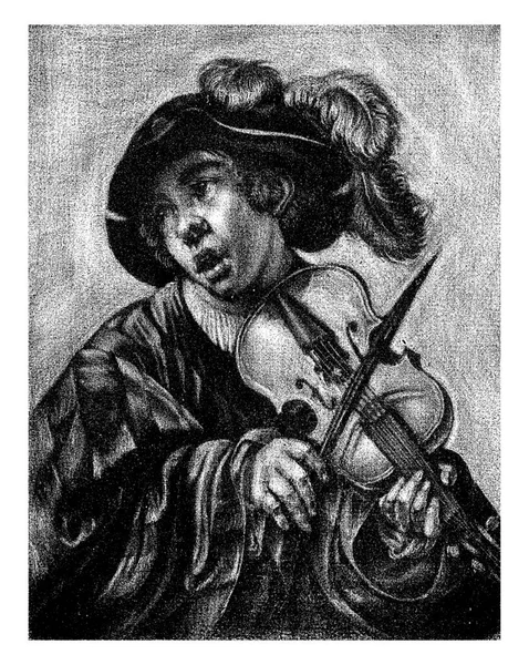 ダニエル ブーンの肖像画 グロート ヘンドリック ブルーゲンの後 グリフィエの後 1718年 1776年画家で音楽家のダニエル ブーンはバイオリニストとして 羽のある帽子をかぶって — ストック写真