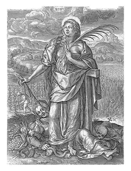 Triumph Faith Johannes Wierix 1559 1591 Landscape Faith Her Cross — Stock Photo, Image