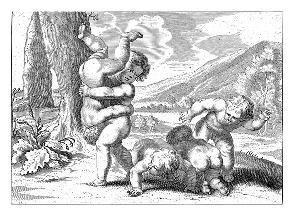 Paisaje Con Niños Retozando Michiel Mosijn Después Cornelis Holsteyn 1640 — Foto de Stock