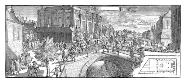 Kilátás Portugál Zsinagógára Központtól Balra Amszterdamban 1695 Körül Előtérben Balra — Stock Fotó