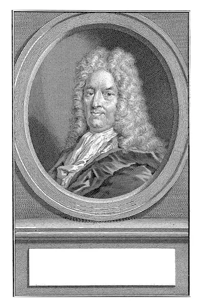 ジェイコブ ホップの左側に楕円形で 肖像画は オランダ語で彼の名前とタイトルが3行にある台座に置かれています — ストック写真