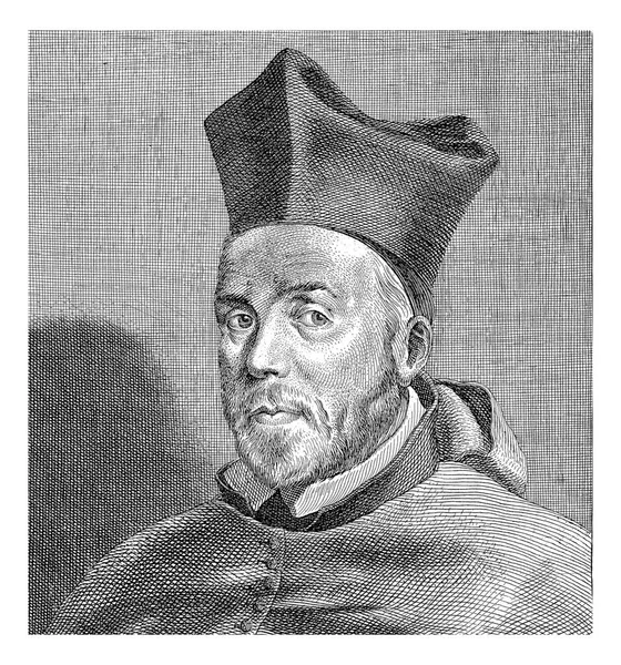 ジョセフ ベルガイニュの肖像 ボッシュの司教とカンブリアの大司教 彼の頭の上にビレッタとエピスコパルのギャルブに身を包んだ — ストック写真