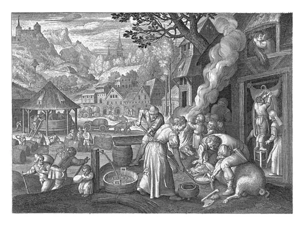 Осень Николя Брюн После Maerten Вос 1581 1656 Деревня Сцены — стоковое фото