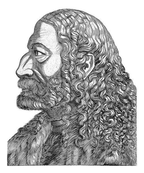 Portret Profil Albrechta Durera Dole Notatka Pięcioliniowym Tekstem Języku Łacińskim — Zdjęcie stockowe