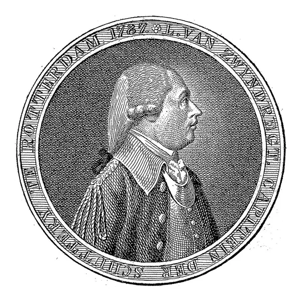 Busto Leendert Van Zwyndrecht Perfil Direita Medalhão Com Letras Borda — Fotografia de Stock